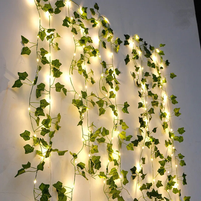 Cortina de Folhagem Artificial com Luzes LED